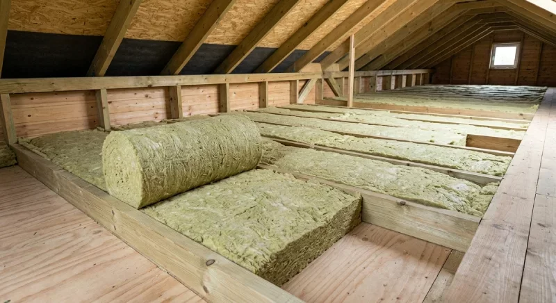 La pose de rouleaux isolants dans les combles