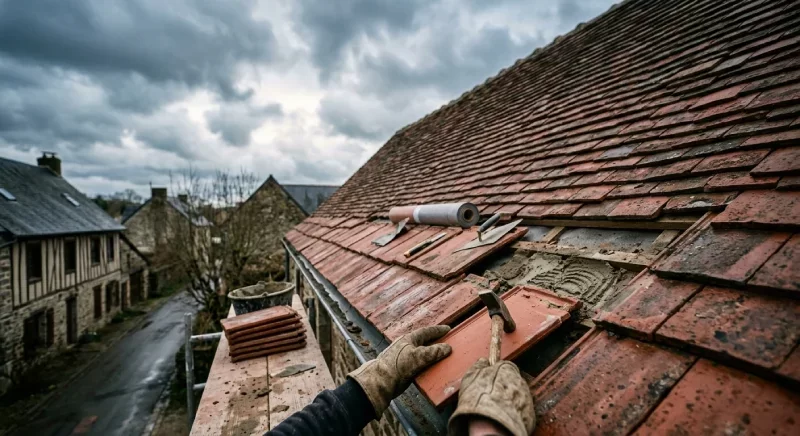 Artisan couvreur M. Sabas intervenant en urgence sur une fuite de toit à Épinay-sur-Orge